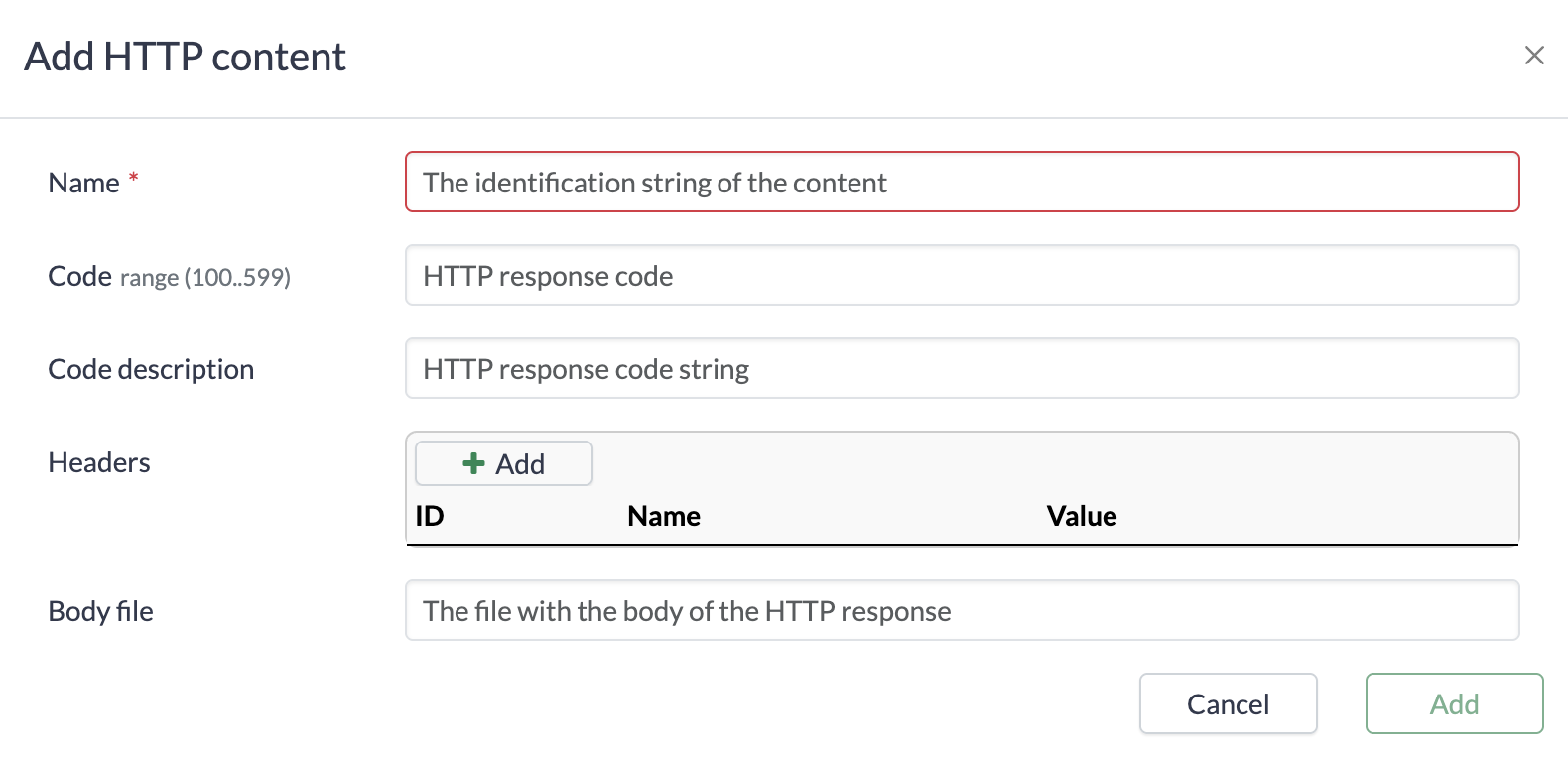 Adding page for Custom HTTP Content